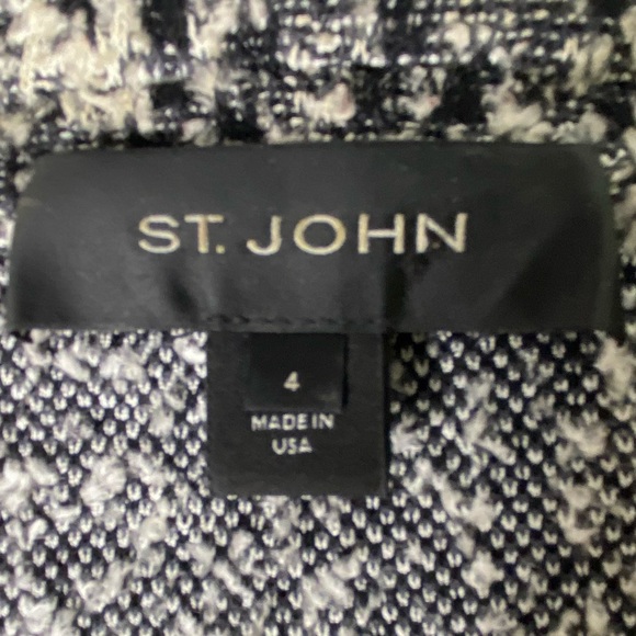ST. JOHN animal print black knit 4-button blazer with fringe detail - Picture 9 of 14